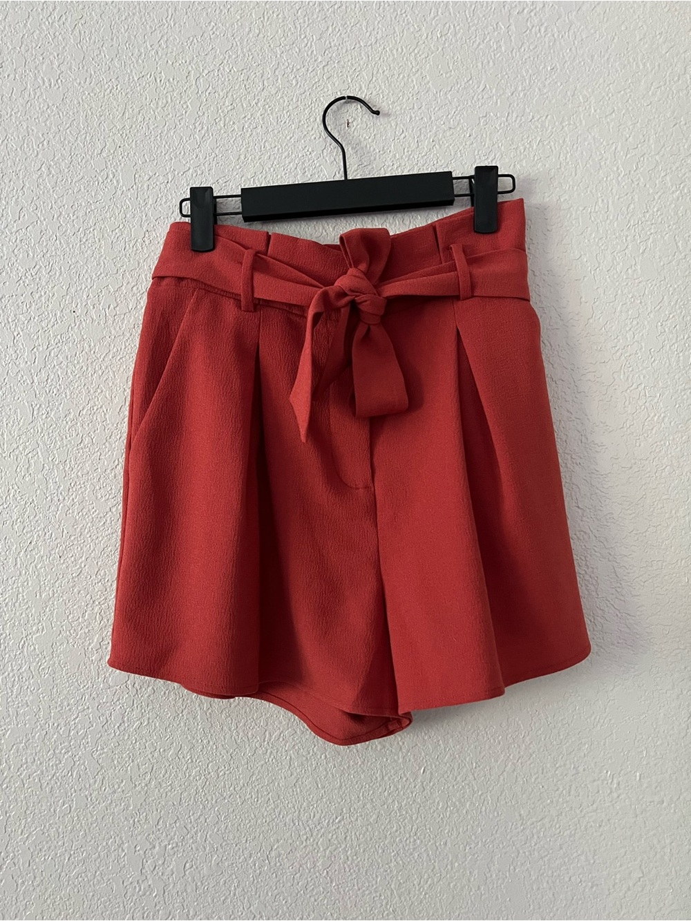 free press High-Waist Tie-Belt Shorts - Rust